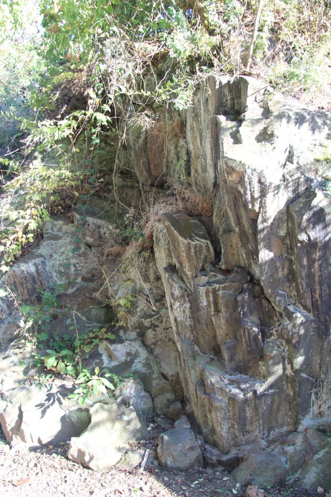 a rocky outcrop of gray stones